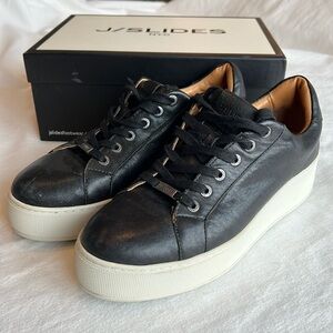 J/Slides Maya Black Leather Size 10